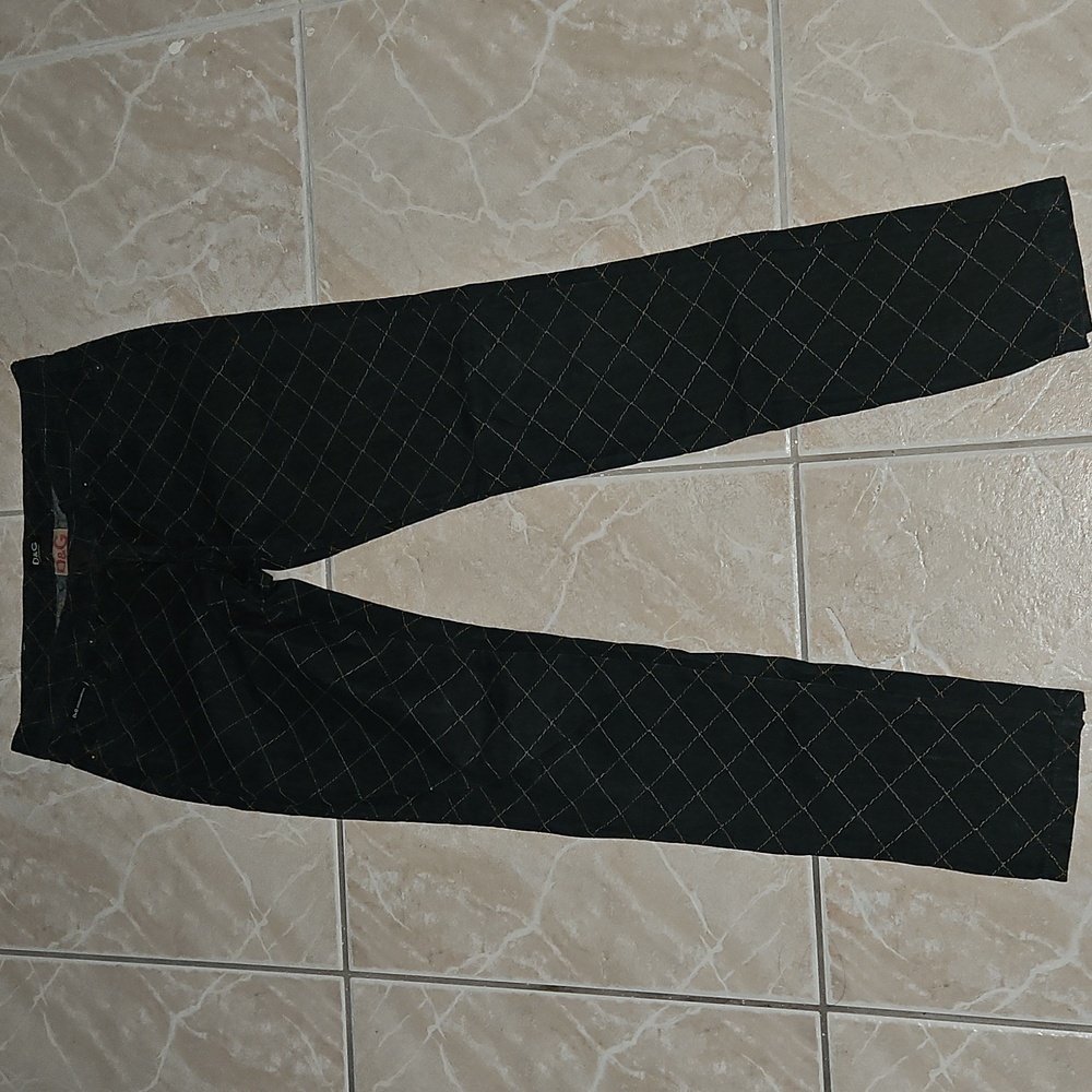 Dark Denim and Tan Stiching Patterned Pants - Picture 2 of 7